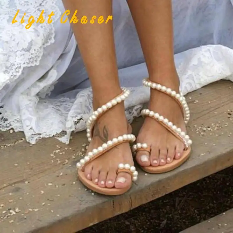 

Beaded Ladies Sandals Plus Size Roman Flat Sandals Ladies Non-slip Hot Sale Summer Shoes Flip Flops Beach Sandals Plus Size 43