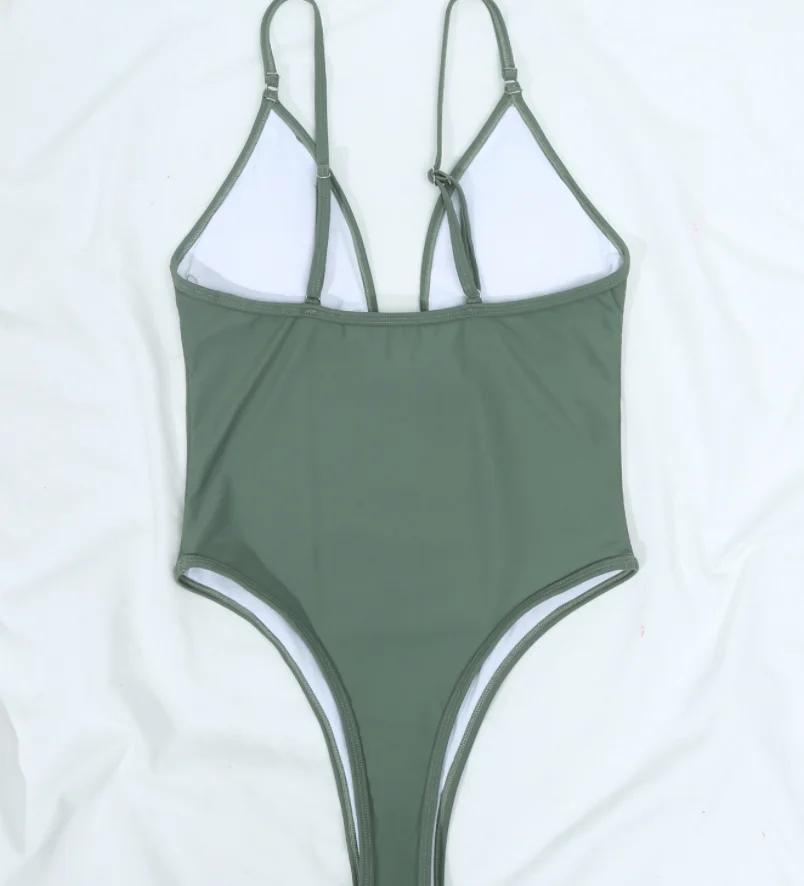 

High Quality Solid Color Skin Friendly Cross Short Sleeved Low Waist Cotton Bikini Sexy Swimsuit