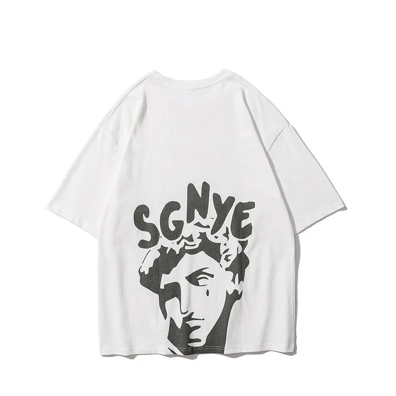 

356 Summer High Street Trendy T-Shirts For Men Art Letter Printing Vintage Harajuku Hip Hop Short Sleeve Loose O-Neck Male Tops