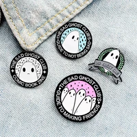 sad ghost club enamel pin friends brooches badge bag shirt lapel pin buckle jewelry gift for friend