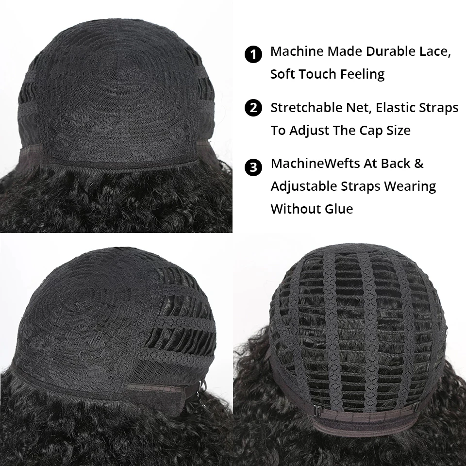 Парик с бахромой человеческие волосы короткий парик кудрявые парики челкой 200