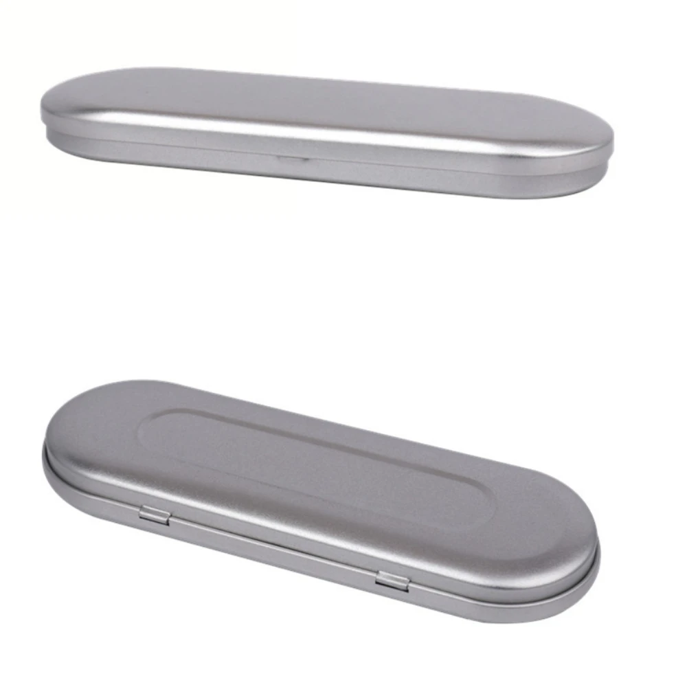 Серебристый чехол для ручки простой металлический карандаша мини откидная