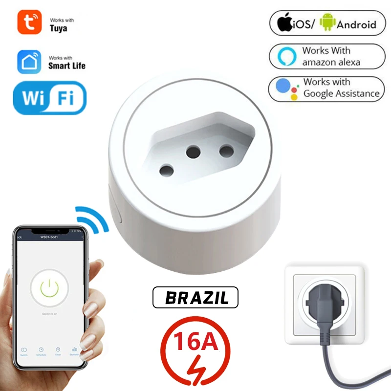 

Смарт-розетка Tuya 16 А с поддержкой Wi-Fi и голосового управления
