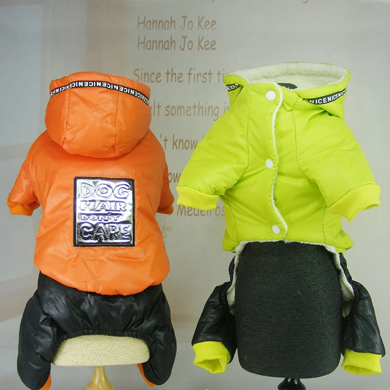 Зимняя одежда для собак с толстой шерстяной капюшоном зимняя парка Комбинезоны