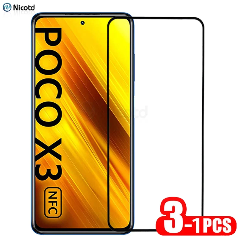 Защитное закаленное стекло с полным покрытием для Xiaomi Poco X3 NFC, 1 шт., 2 шт., 3 шт.