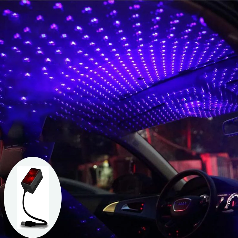 Colorful Mini LED DJ Disco Effect Lights Car Interior Decoration USB Automatic Rotation Voice Control Star Laser Projector Light | Лампы и
