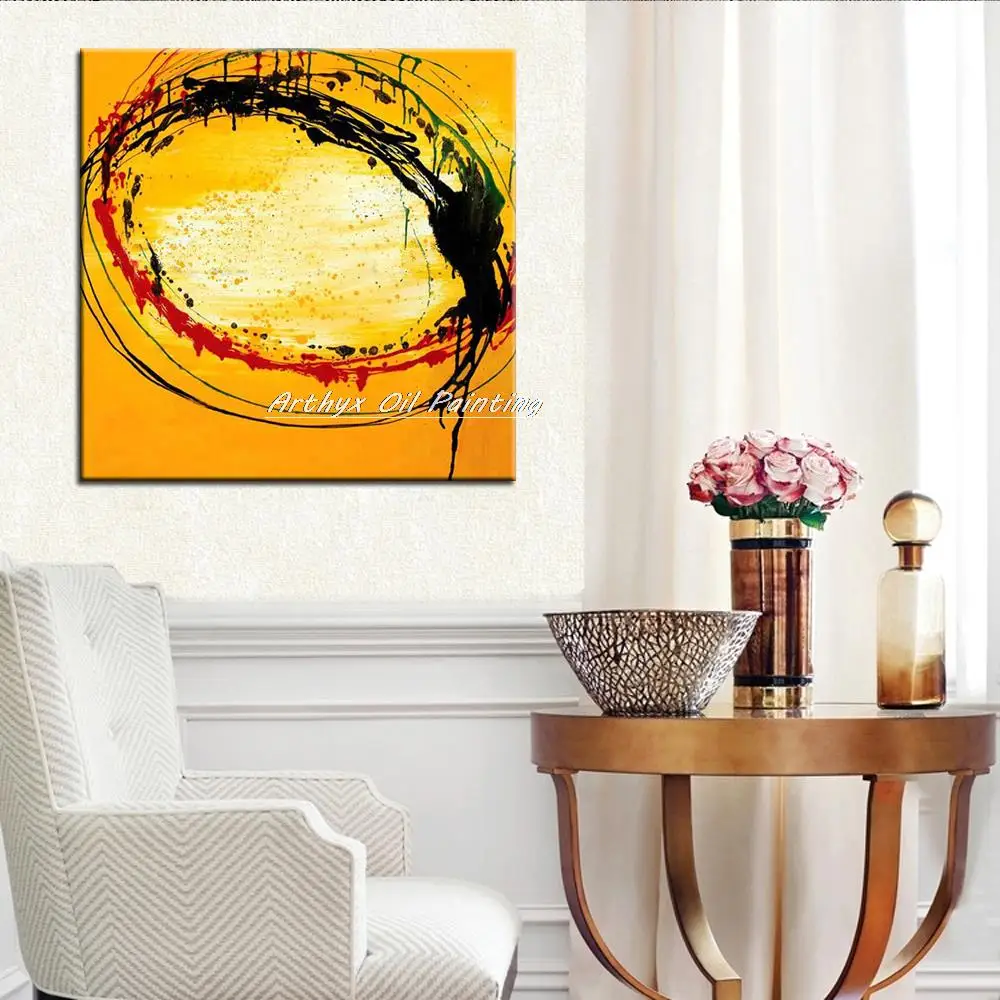 Arthyx ручная работа красная черная желтая картина маслом на холсте Современный