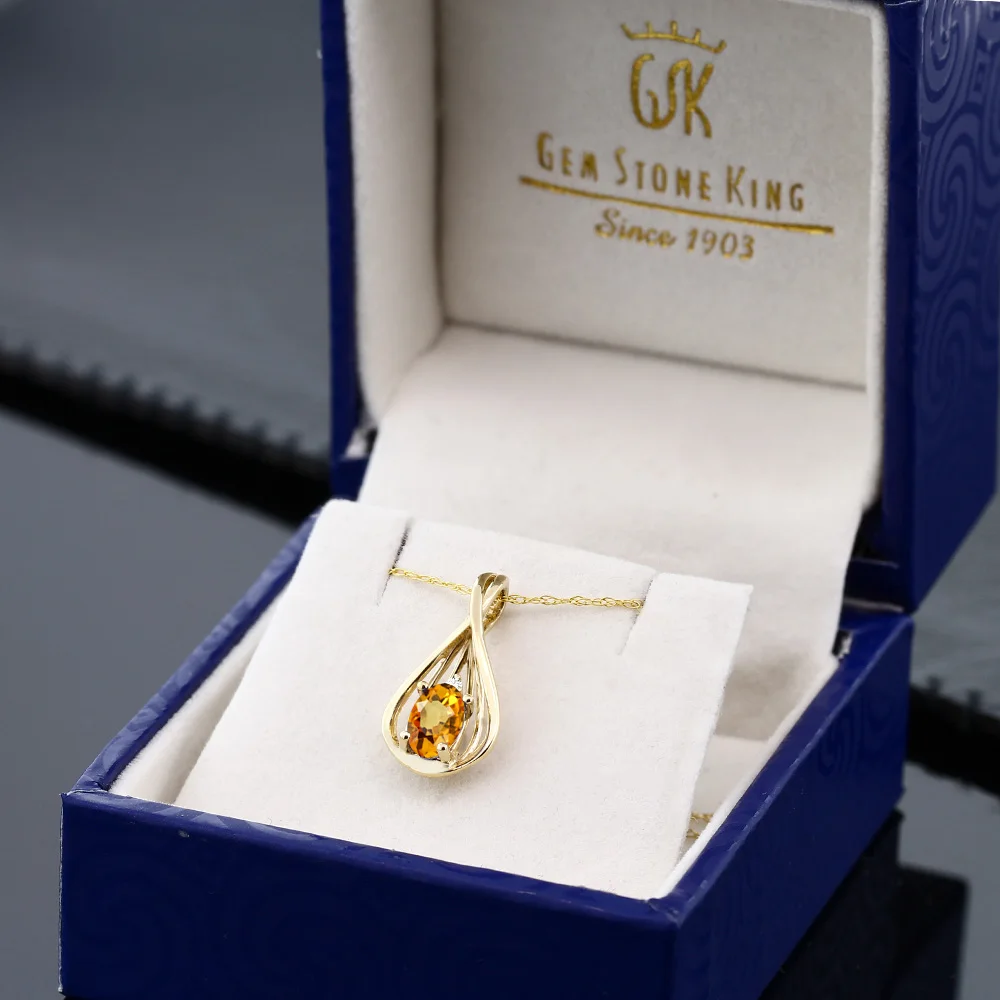 GemStoneKing 0 55 Ct ОВАЛЬНЫЙ натуральный желтый сапфир бриллиантовый кулон ожерелье 10K