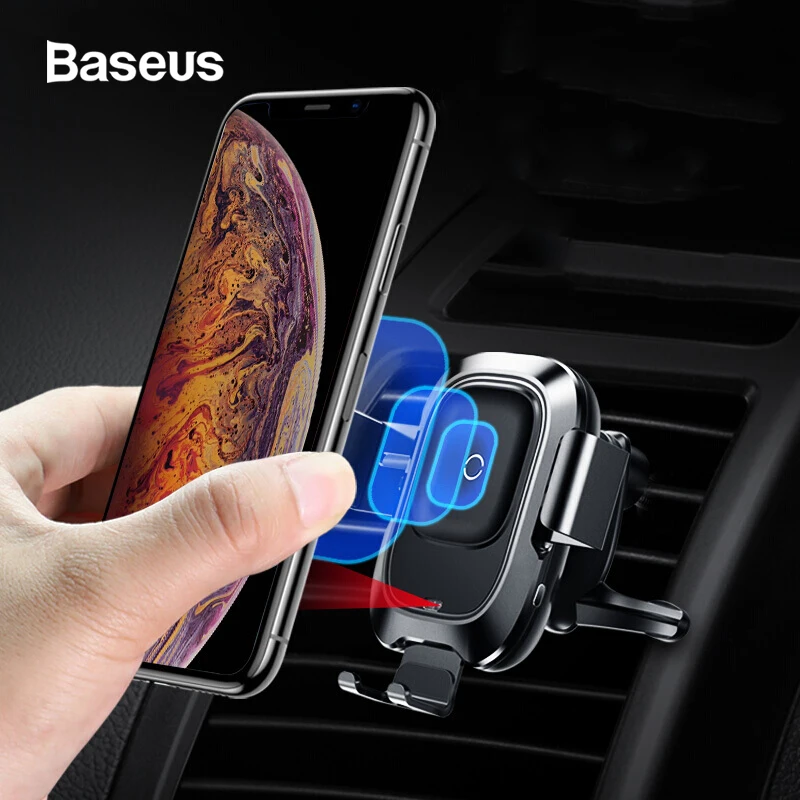 Baseus 10 Вт Qi автомобильное беспроводное зарядное устройство для samsung S10 iPhone X интеллектуальный инфракрасный датчик быстрая Беспроводная зарядка Автомобильный держатель для телефона