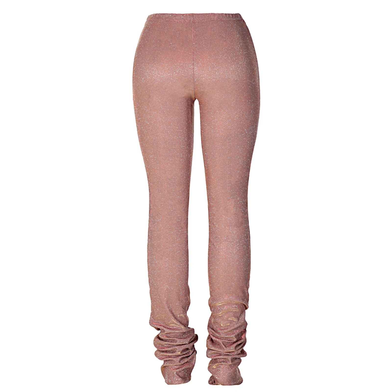 

Women Sequins Stacked Pants Leggings Fashion New Ladies Glitter High Waist Slim Fit Pencil Trousers Young Style Solid Leggins
