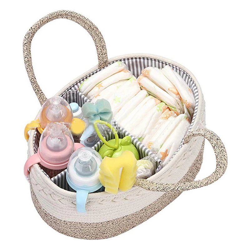 

2020 New Cotton Baby Diaper Organizer Felt Basket Changing Nappy Kids Storage Box Carrier Safety Bag Easy To Carry Organizer