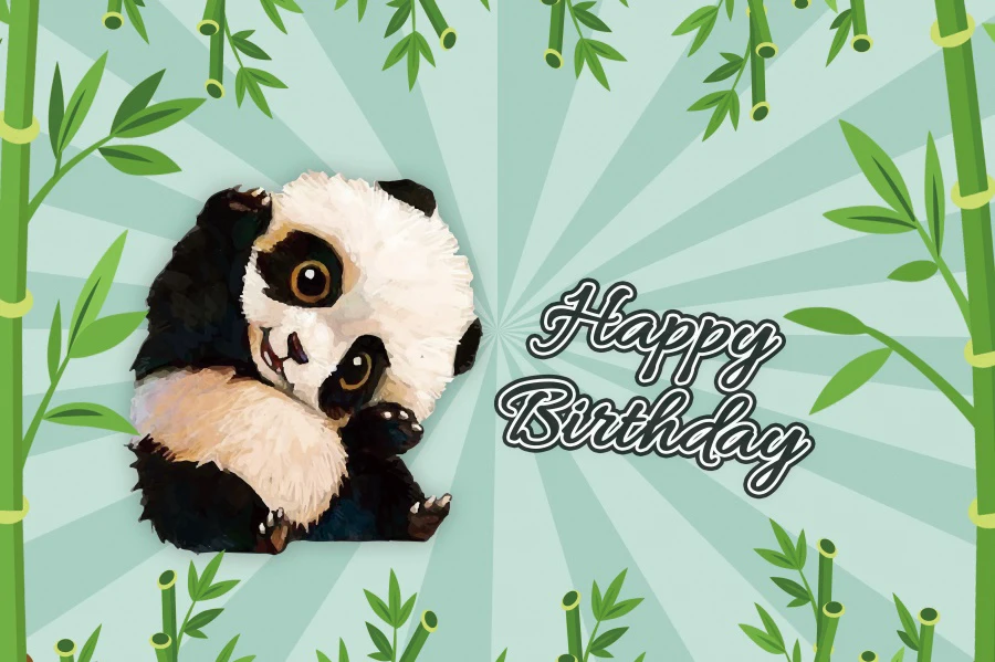 NZY06539 Laeacco Panda Green Bamboos с днем рождения Портретные Детские фотографии фоны для фотостудии - Цвет: NZY06539