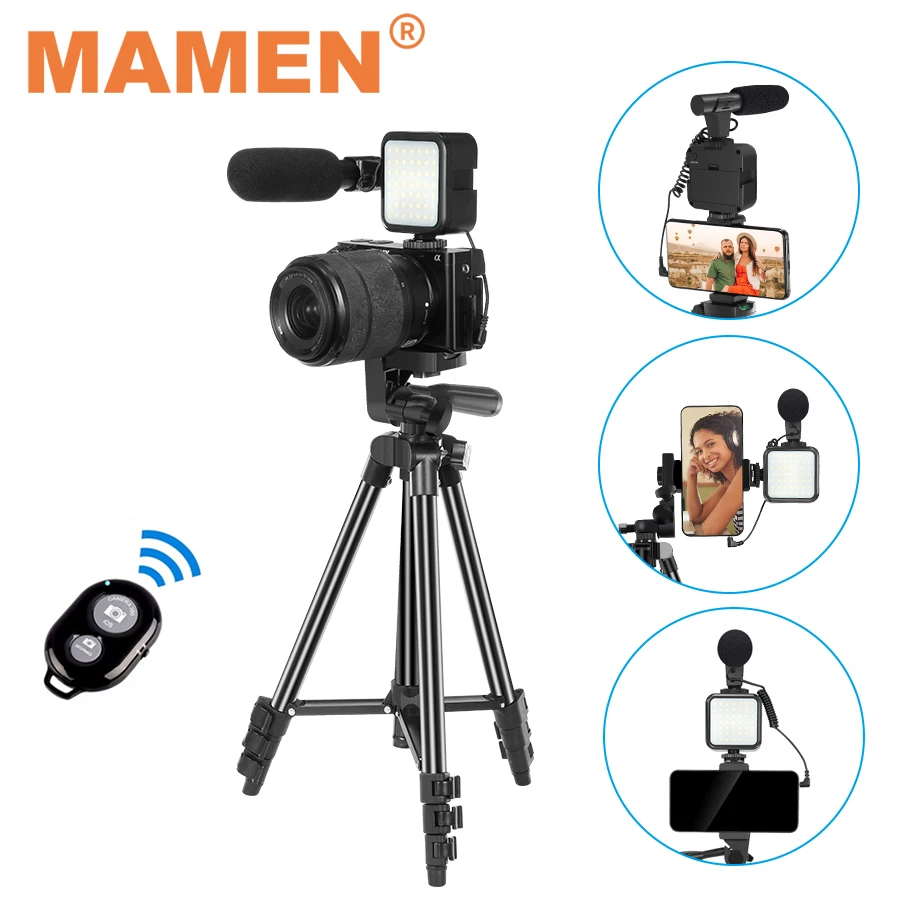 

Jumpflash Professional Photography Video Kits with Adjustable Tripod Fill Light Microphone for Camera Phone Studio VLOG Shooting