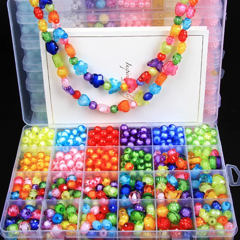 

Creative DIY Handmade Toys Children Bracelet Necklace Toys Beads For Girl Jewelry Making Handmade Toddlers Toys For Girls