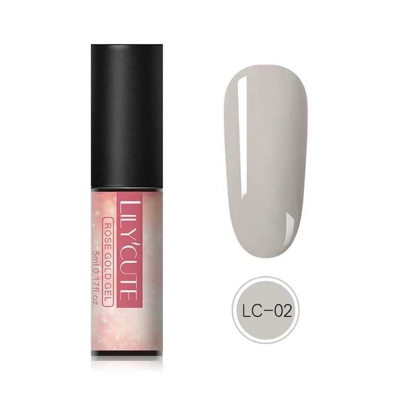 LC-02 LILYCUTE розовый золотой УФ-Гель-лак 5 мл замачиваемый Блестящий лак для ногтей замачиваемый Сияющий УФ-гель долговечный гель для дизайна ногтей - Цвет: LC-02