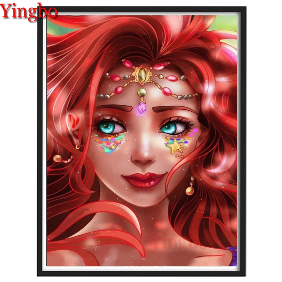 

5D DIY Diamond Painting 100% Full Square/Round Drill "Beautiful girl with red hair"Diamond Embroidery animal puzzle Cross Stitch