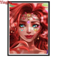 5d diy diamond painting 100 full squareround drill beautiful girl with red hairdiamond embroidery animal puzzle cross stitch