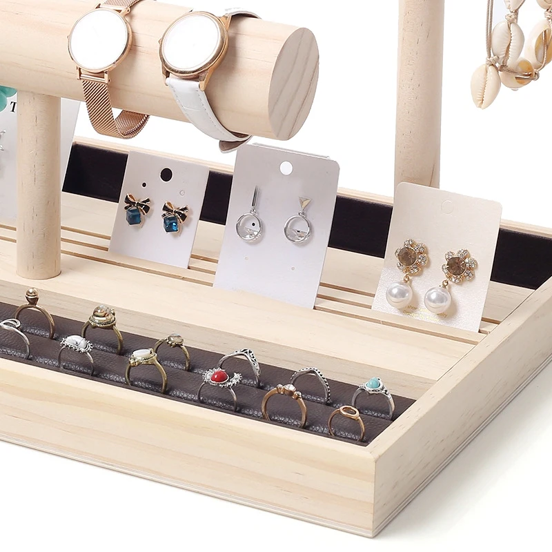 

Solid Wood Earring Holder Household Jewelry Storage Tray, Bracelet Holder, Ring Holder, Necklace Display Stand
