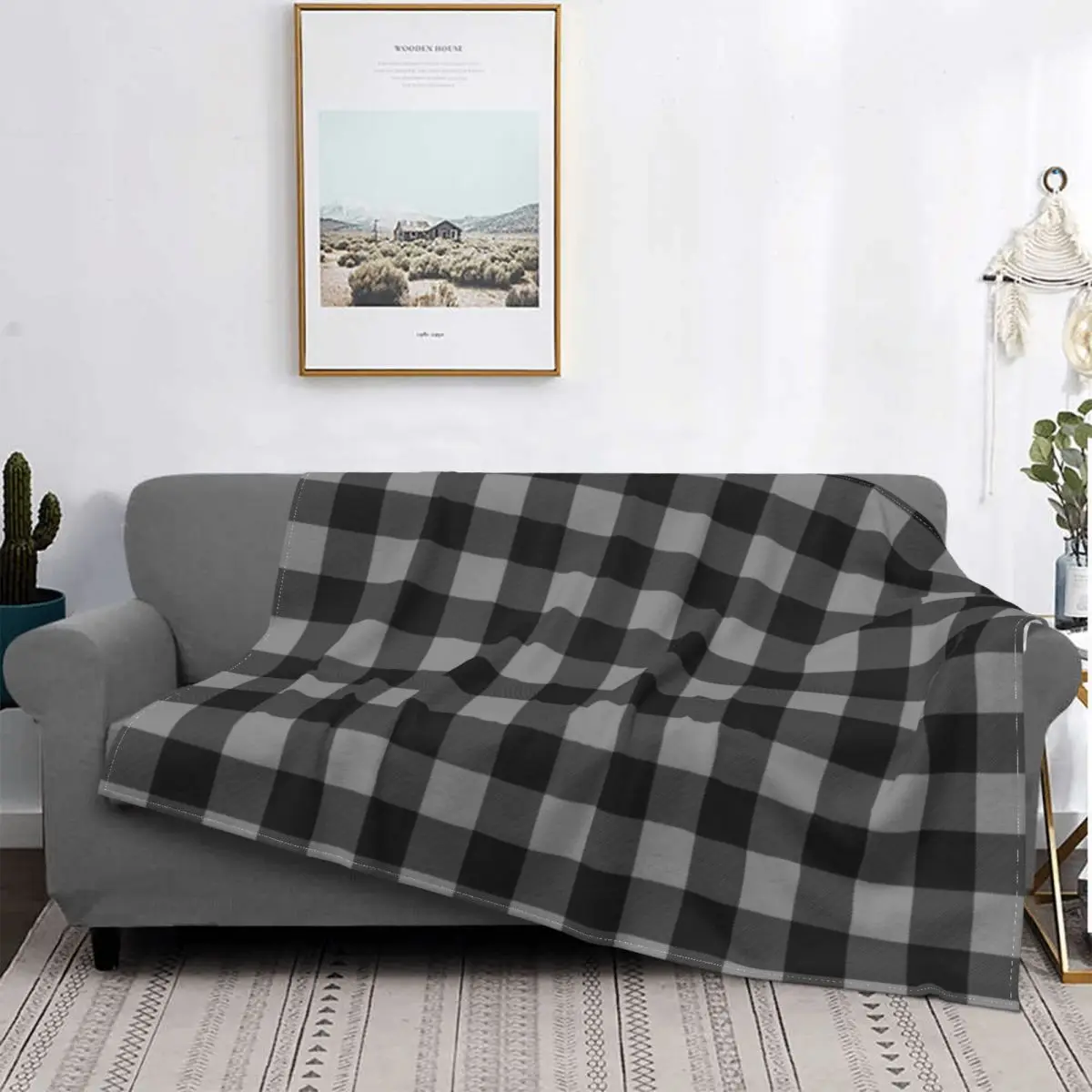 

Gray And Black Blanket Stripes Plaid Tartan Pattern Plush Warm Soft Flannel Fleece Throw Blankets For Sofa Bedspread Cover Couch