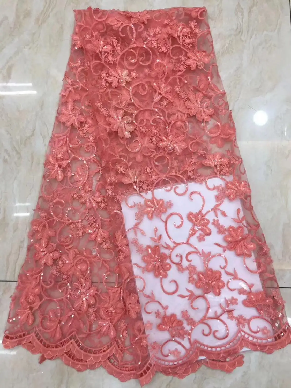 

Newcoming african french lace fabric 5yards african mesh lace fabric beautiful cord for women party dress DPJN022