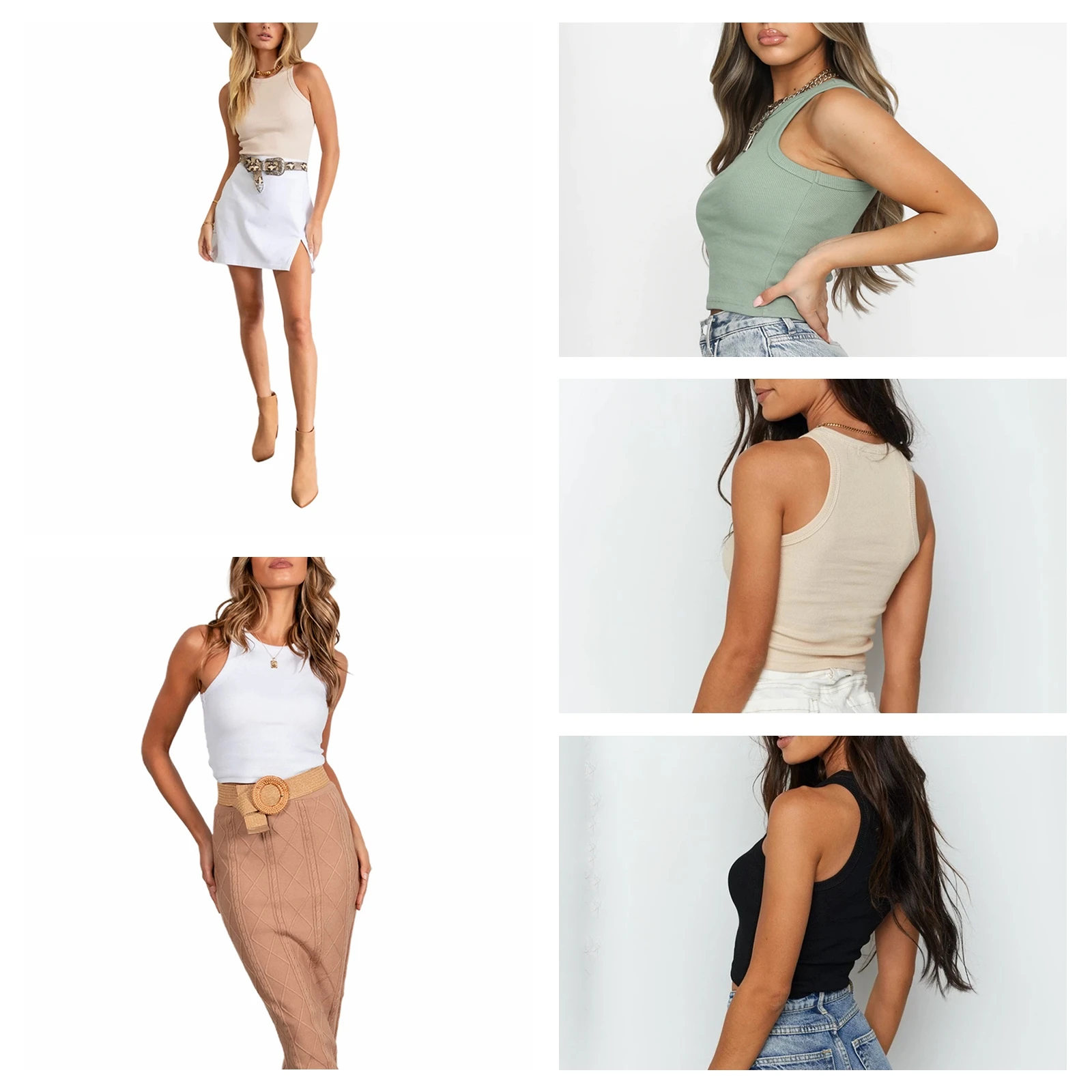 

Женская майка без рукавов, однотонная, летняя, 2021