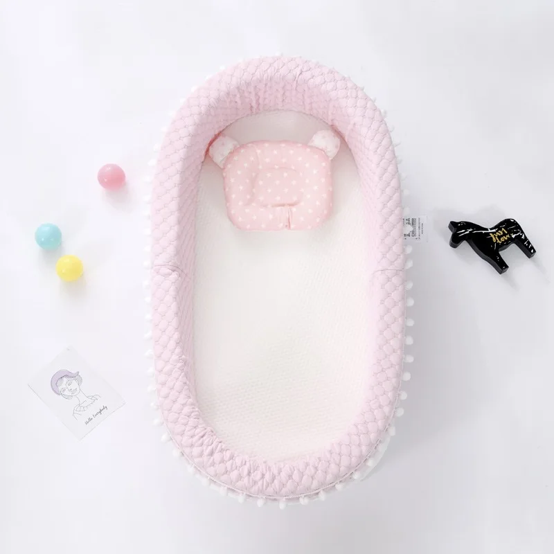 Детская кровать с подушкой портативная кроватка дорожная для малышей колыбель