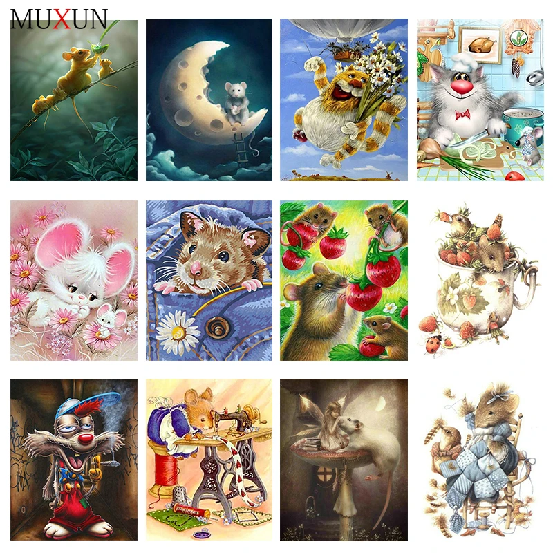 

Full Drill 3D Diy Diamond Painting Animal Crystal Diamond Embroidery Cartoon Mouse Kitchen Diamond Mosaic Home Decoration Ep146