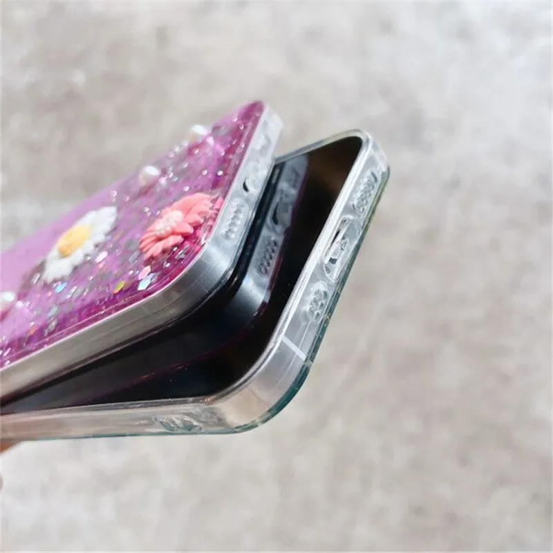 

Phone Caes Coque For iPhone 12 Mini 11 Pro XS Max XR X SE 2 8 7 6S Plus 3D Daisy Epoxy Glitter Anti-fall Shell Protective Cover