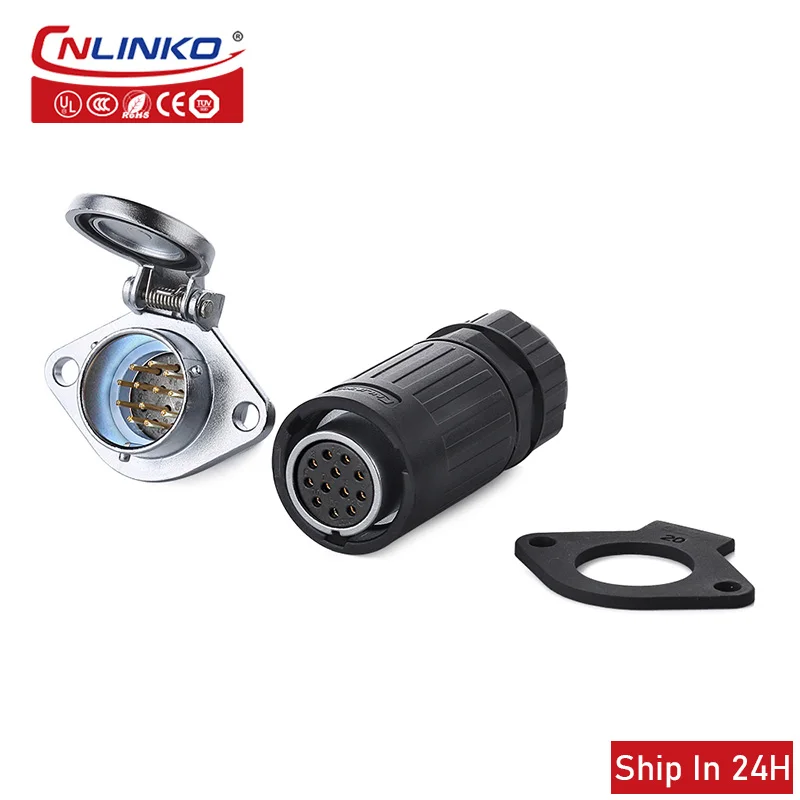 

Cnlinko YA20 12pin waterproof male plug female socket panel mount connector LED display signal power waterproof connector