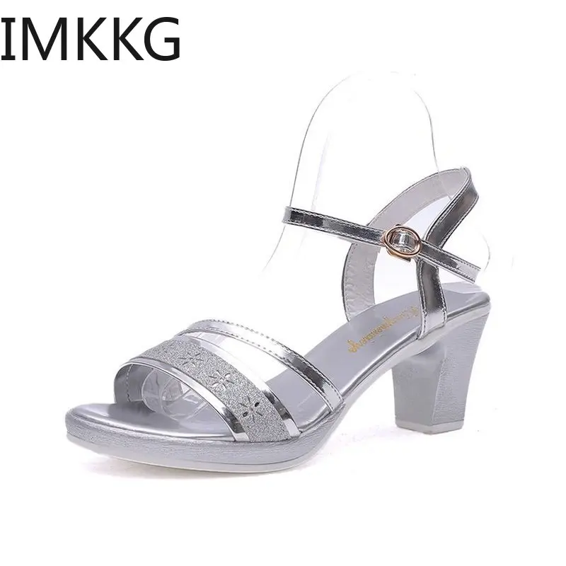 Элегантные женские летние туфли Повседневные босоножки на толстом высоком