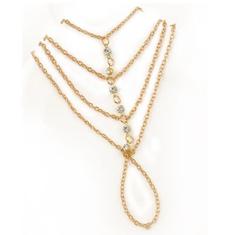 Мульти цепь панк жгут золото ведомая рука браслеты на пальцы и кисточкой ручной