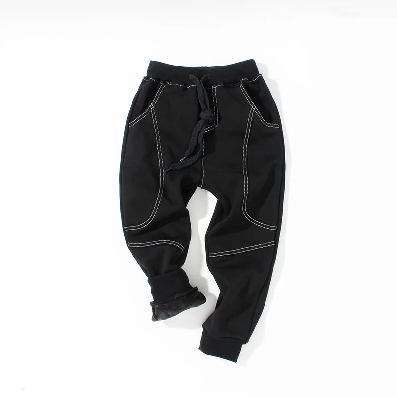 Зимние детские спортивные теплые брюки плотные бархатные штаны для маленьких