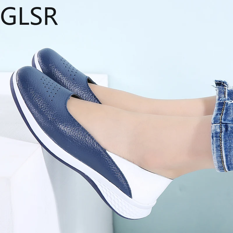 

Женские кожаные лоферы с перфорацией, балетки на плоской подошве, слипоны для кормления, 2020