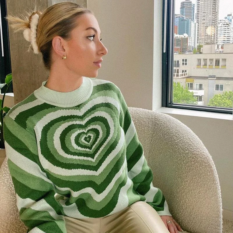 

Women Sweater Knitted Pullovers Ribbed Soft Loose Sweaters Vintage Vintage Sweaters Oversized Knit Female Knitted Pullover