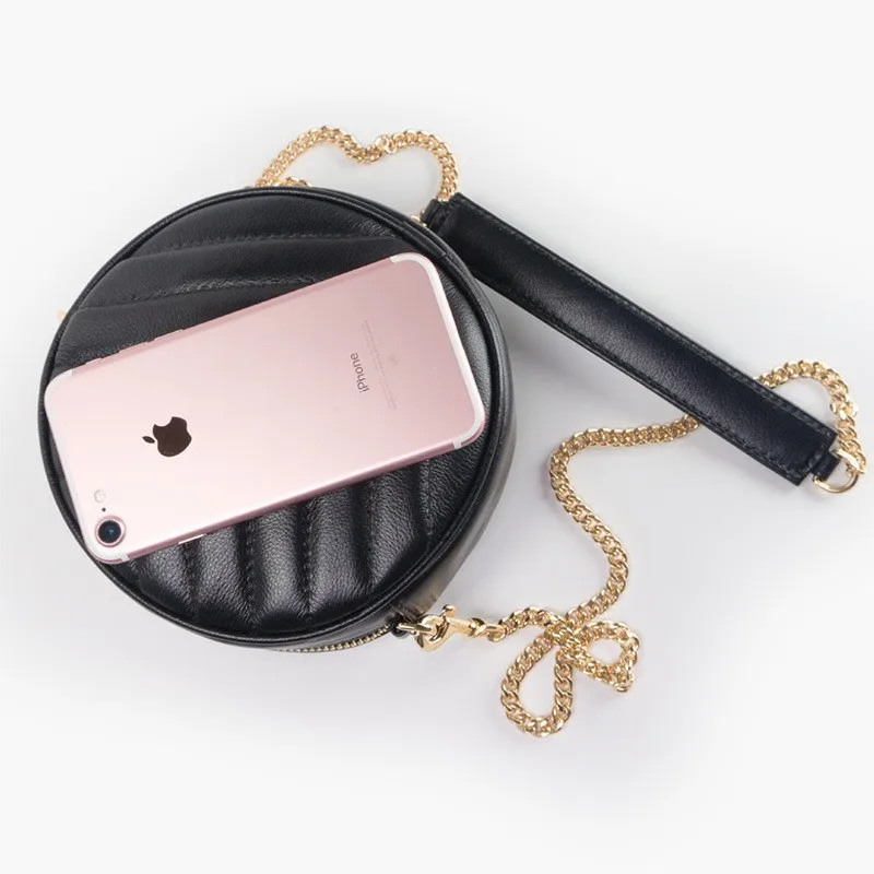 

Designer Women Diamond Lattice Circular Bag Sling Chain Shoulder Bag Ladies Fashion Tassles Sheepskin Real Leather Crossbody Bag