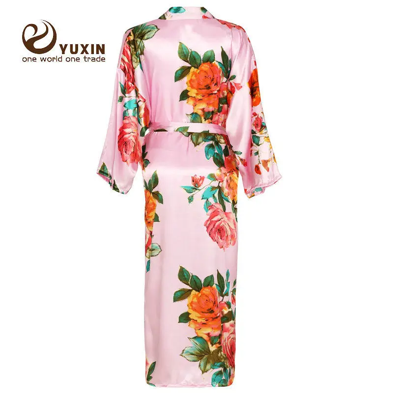 Длинный Цветочный халат кимоно для невесты женский ночное платье женская одежда