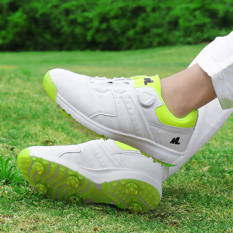 

2021 New Arrival Genuine Leather Golf Shoes Men Waterproof Knobs Buckle Sports Shoes Outdoor Anti-Skid Comfortable Golf Sneakers