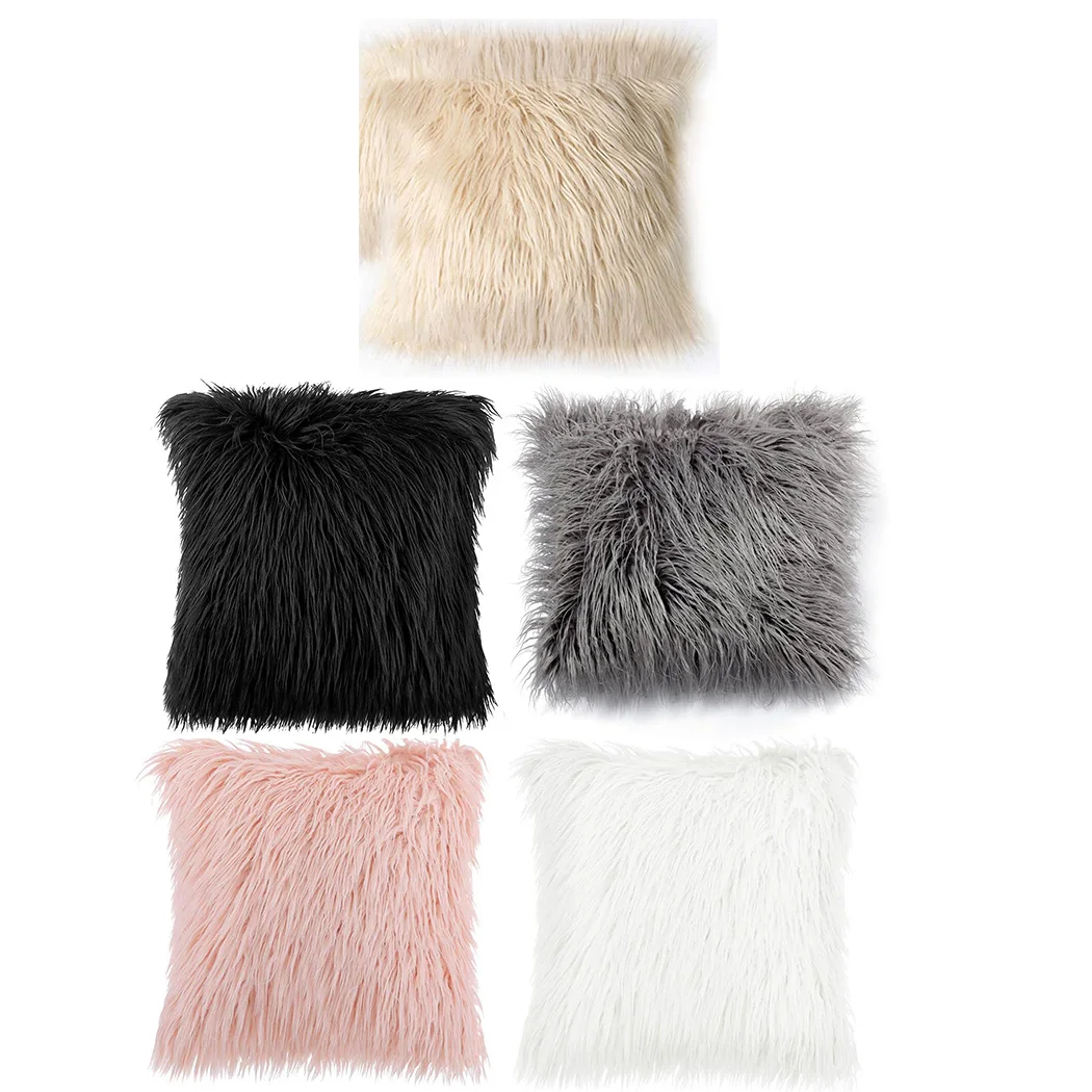 

Home Pillowcase Room Decor Decoration 1pc 45*45cm Soft Indoor Fur Zipper