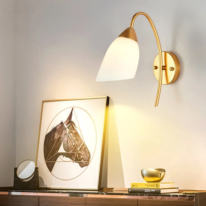 

Nordic personality creative living room metal wall lamp fashion modern minimalist model bedside glass wall lamp bedroom