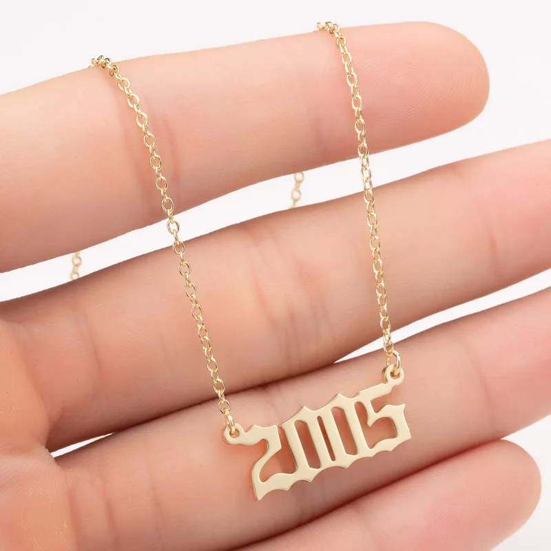 2005 Women Personalized Necklace Special Date Year Number Necklace girl1994 1995 1996 1997 1998 1999 from 1980 to 2002 chain Jewelry - Окраска металла: 2005