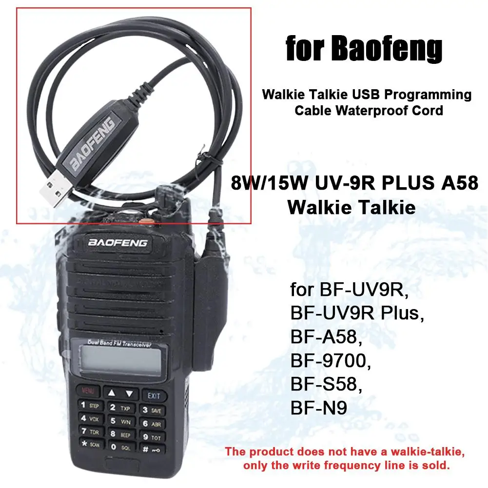 Walkie Talkie USB Кабель для программирования водонепроницаемый шнур Baofeng 8 Вт/15 Вт UV-9R PLUS
