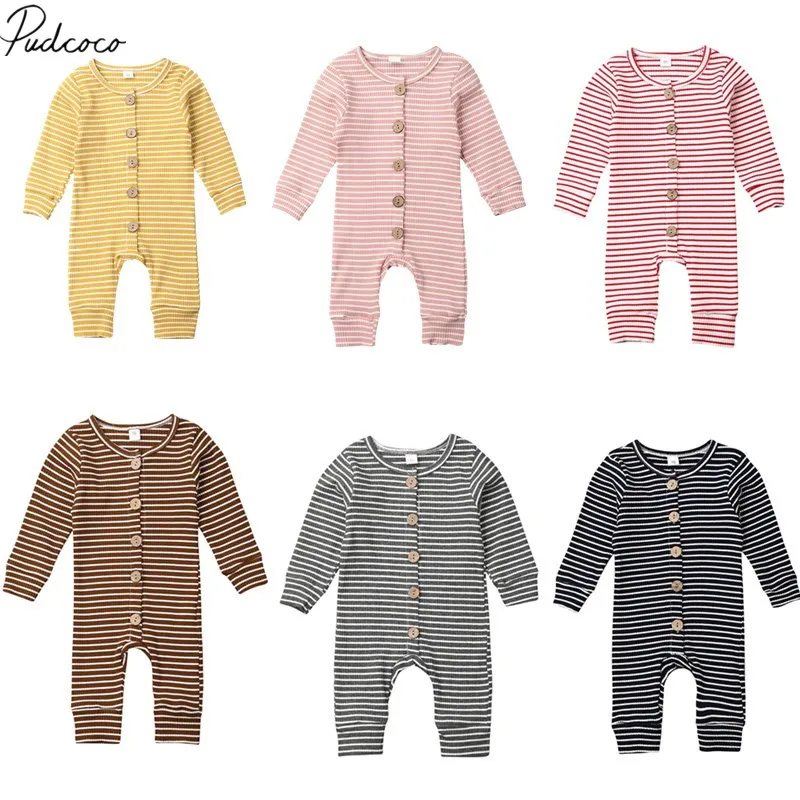 Детский комбинезон с длинным рукавом в полоску|Ромперы| |