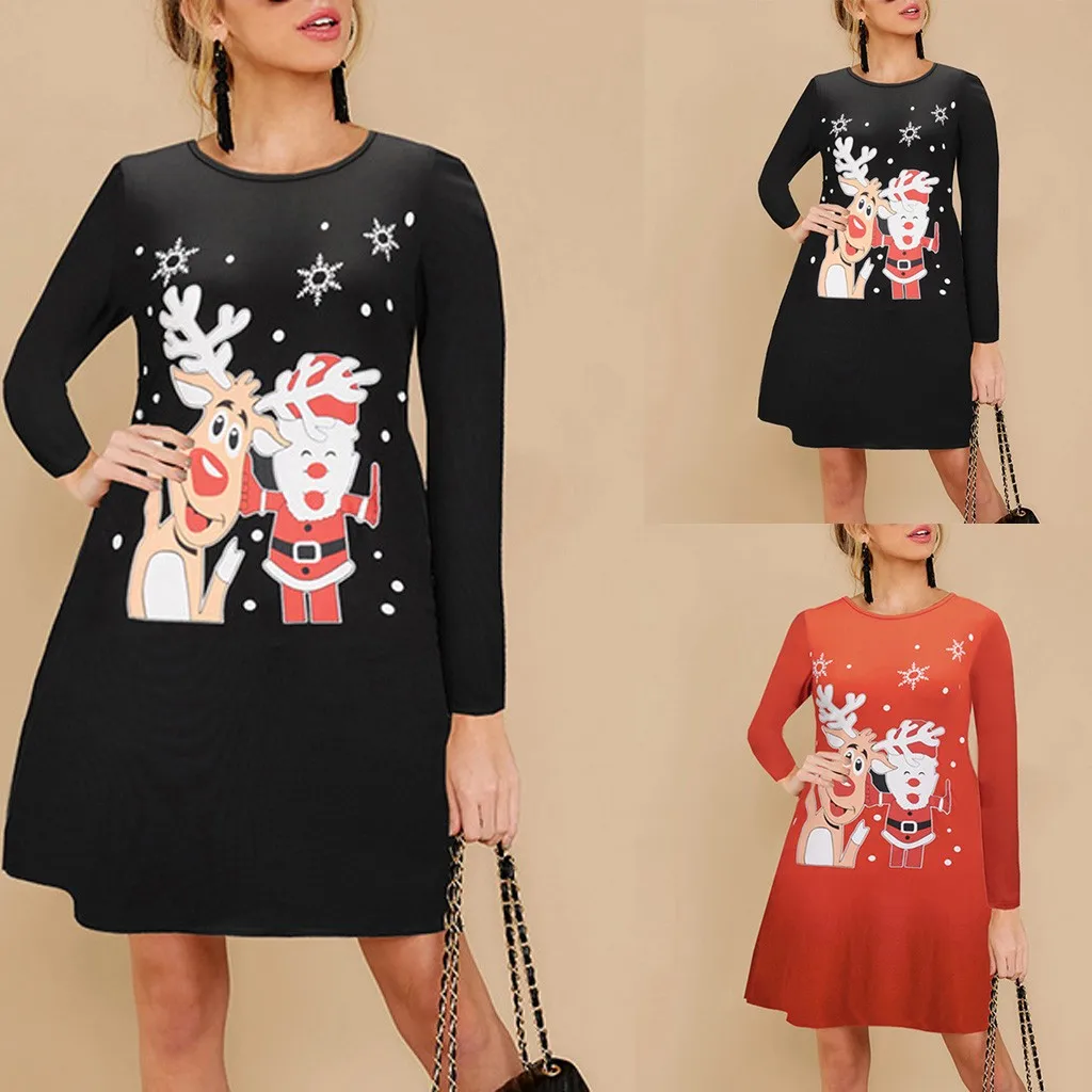 Осенне зимнее рождественское платье женские вечерние платья с длинным рукавом и