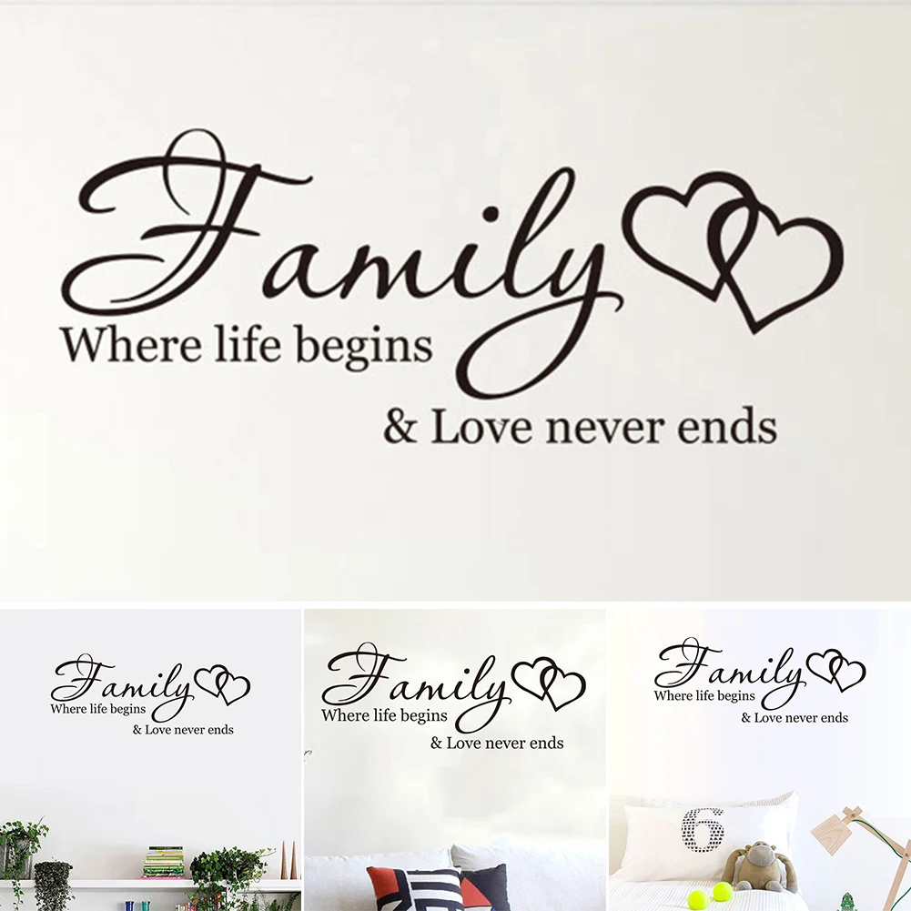 Easy Apply DIY Removable Modern Art Living Room Adhesive Home Family Letter Flat Black Window Mural Bedroom Decor | Дом и сад