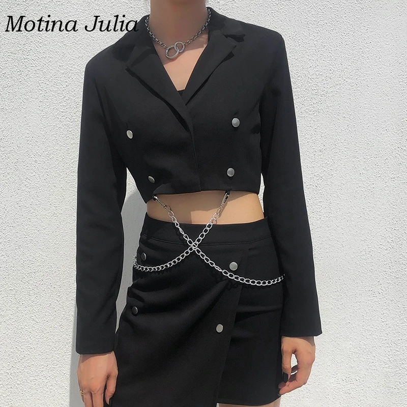 Motina Julia/крутой черный блейзер на пуговицах комплекты для женщин уличная юбка с