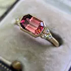 Изысканные обручальные кольца цвета фуксии с красным кристаллом для женщин, золотистые кольца с красным кубическим цирконием, ювелирные изделия для помолвки, подарки