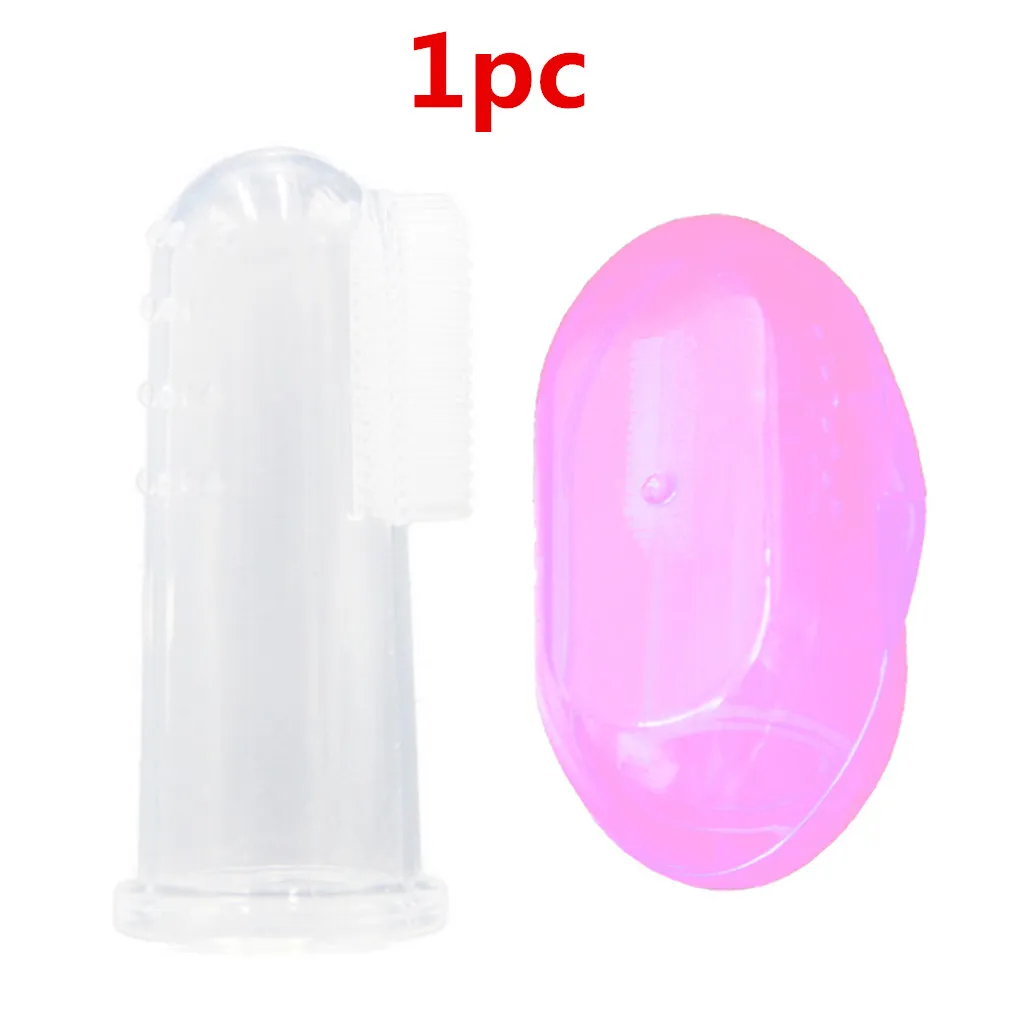 1PC pink 1 шт./3 шт./5 шт./10 шт., детская зубная щетка для пальцев, Детская Мягкая Силиконовая зубная щетка для пальцев, резиновая Массажер для зубов - Цвет: 1PC pink