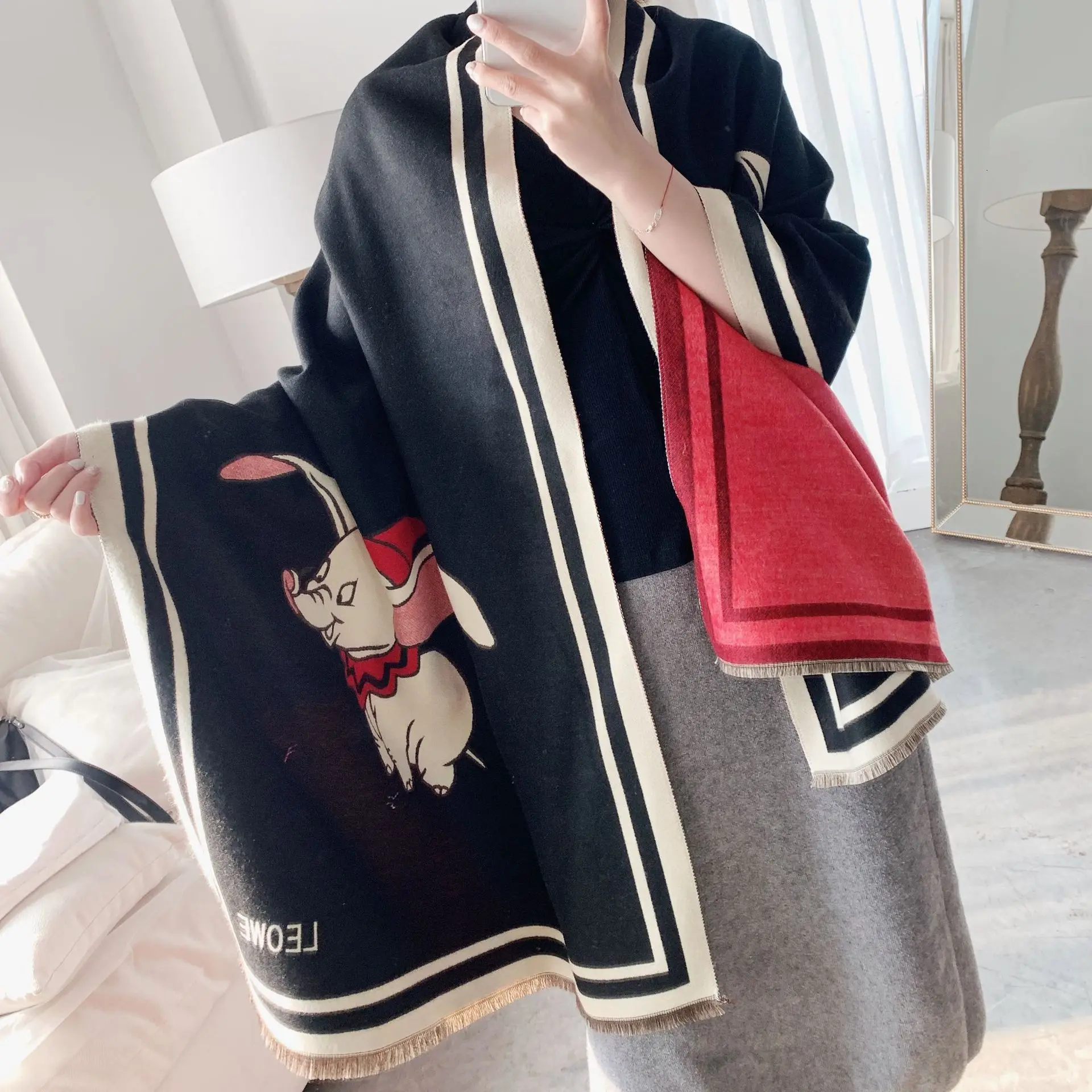 INS маленький летающий слон кашемировый двусторонний сохраняющий тепло шарф