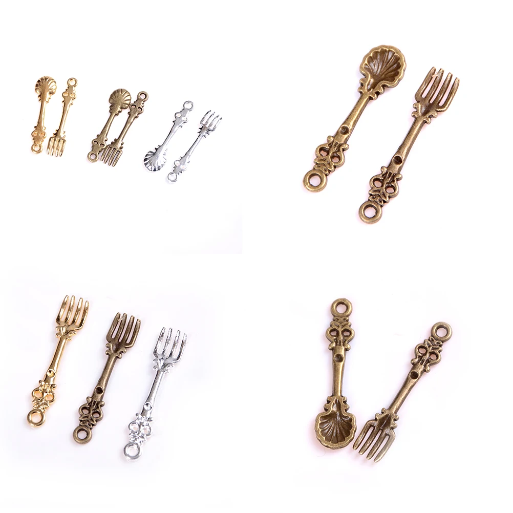 

10PCS/set Mini Vintage Dollhouse Miniatures Tableware Cutlery Gold Silver Knife Fork Spoon Childrens Toy Doll House Decor