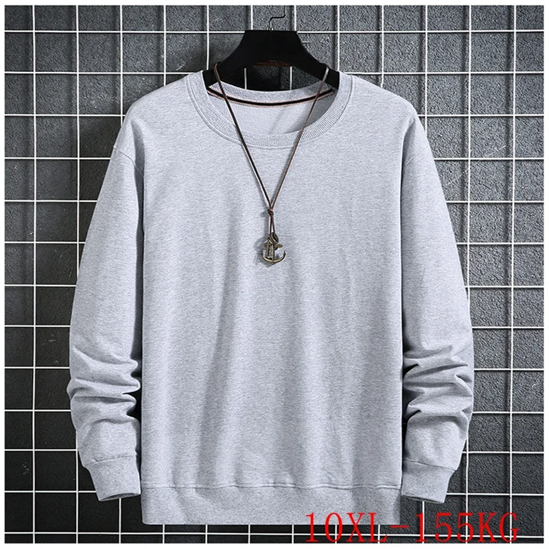 

Spring and Autumn Plus Size Sweatshirt 5XL-10XL Bust 148CM Fashion Men's Long Sleeve Loose Casual Pure Color Plus Size Pullover
